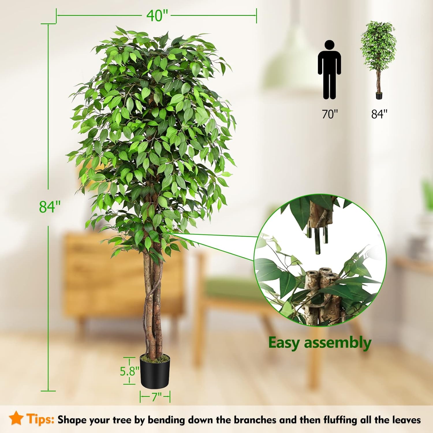 Arbre de ficus artificiel réal - Ficus Lyrata Tree avis et prix